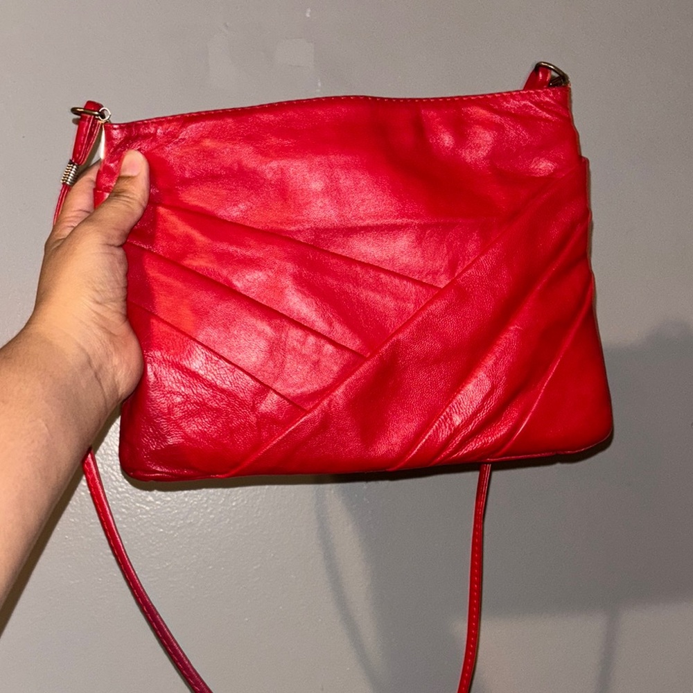 Red Leather Crossbody Bag vintage